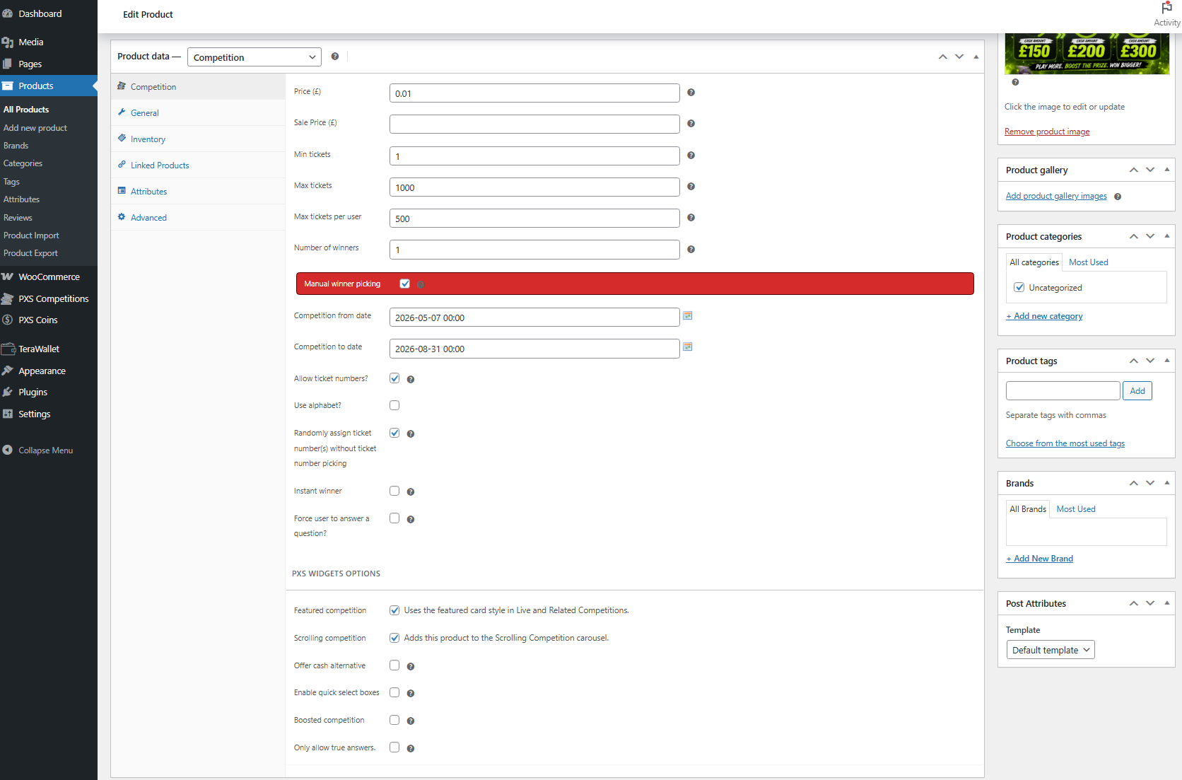 Competition-related global settings