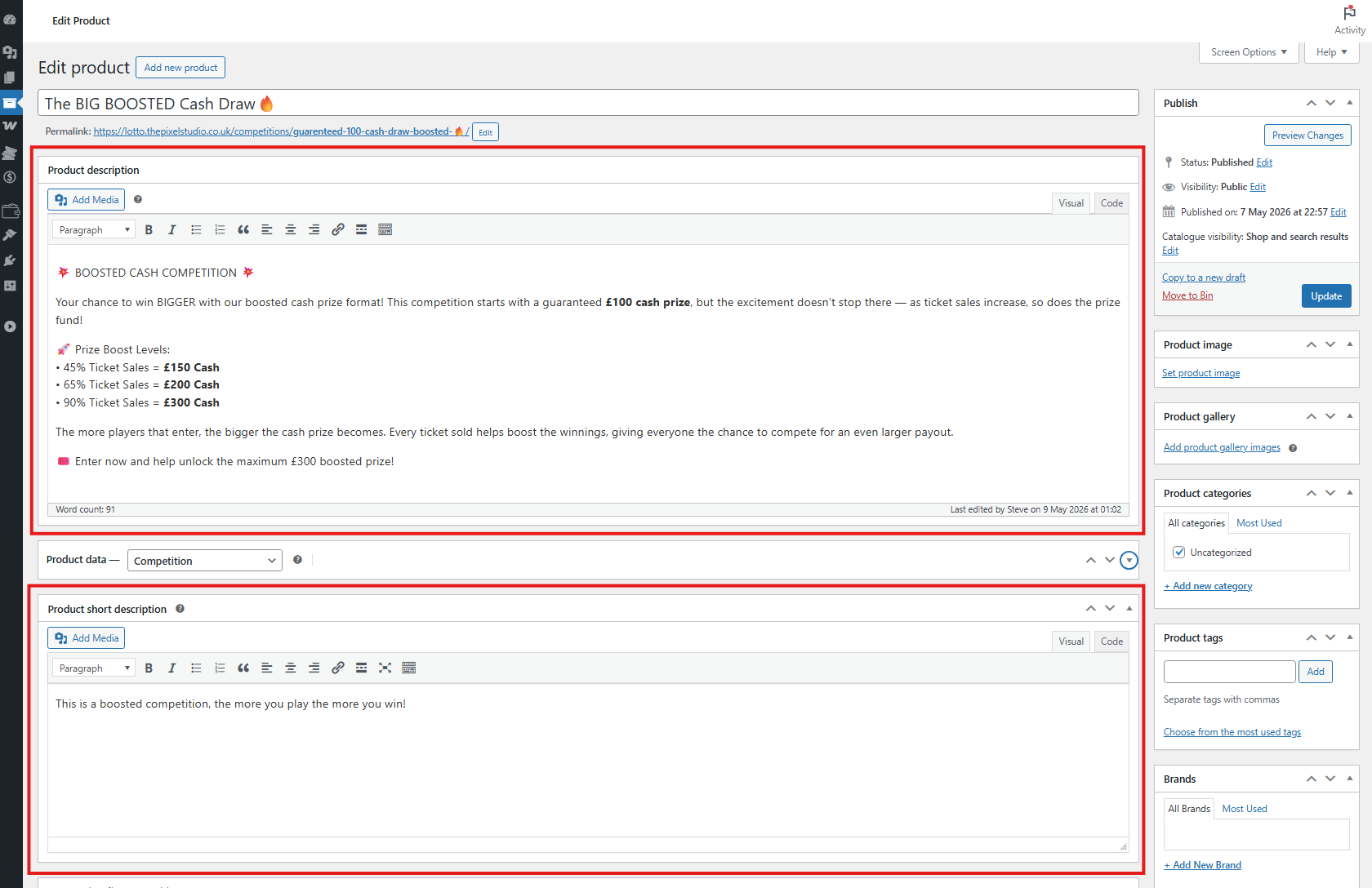 Competition product descriptions