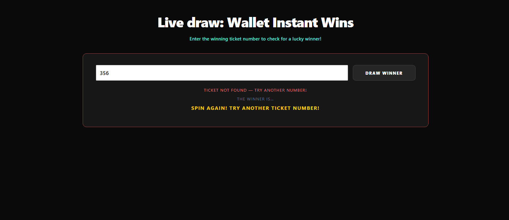 Competition winner reveal draw